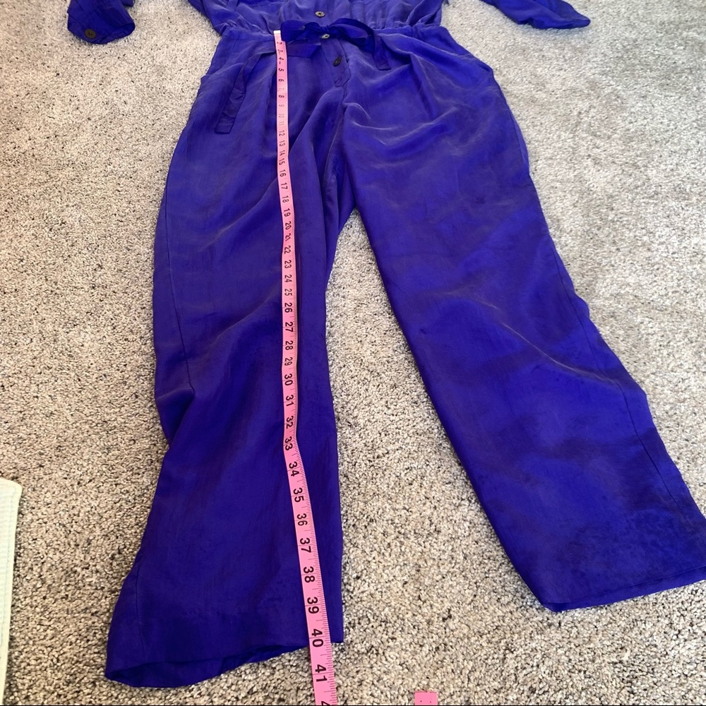 Vintage Saks Real Clothes Silk Blue Jumpsuit - Picture 7 of 14